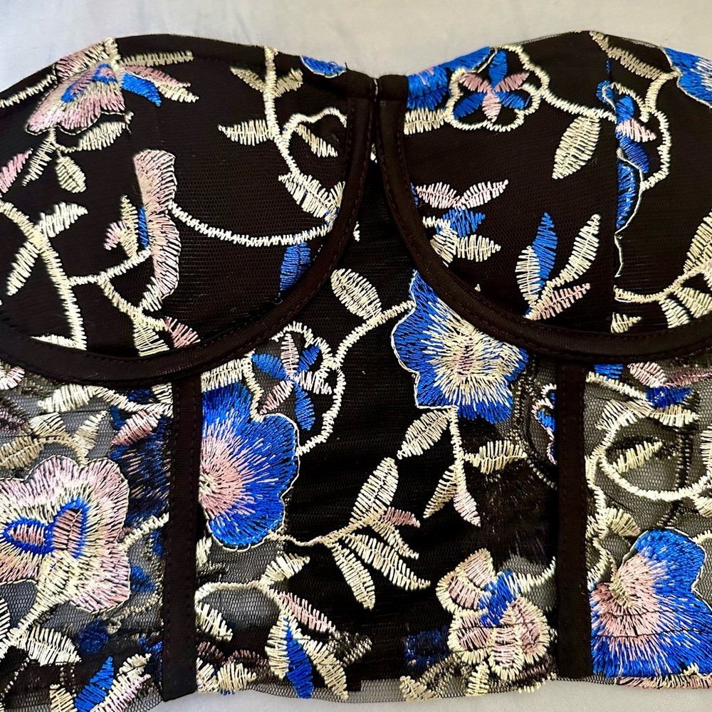 Embroidered Floral Corset Top